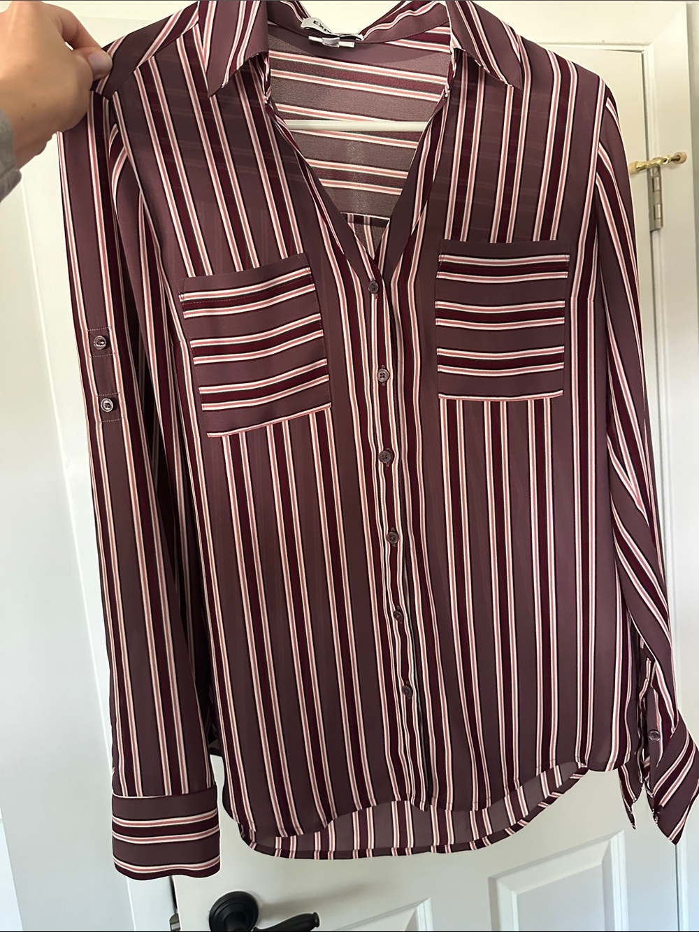 EXPRESS Striped Button-Down Blouse